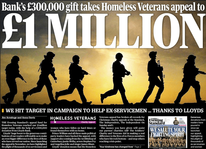 The Homeless Veterans campaign newspaper article