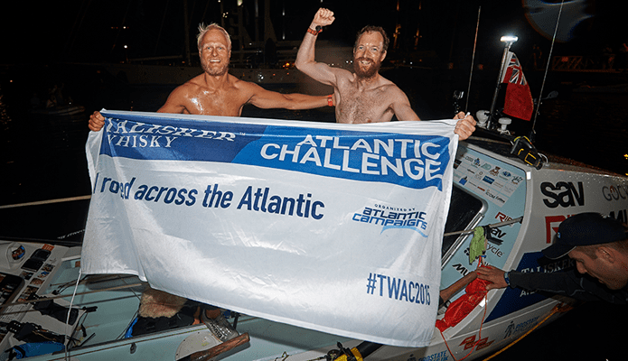 Dan Parsons and Olly Clarke at the end of Row Atlantic